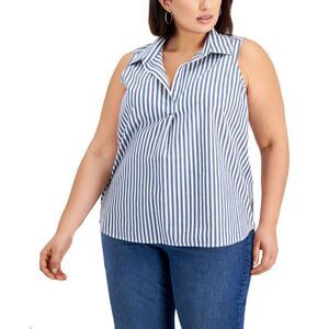 Style & Co Plus Size Striped Sleeveless Cotton Top